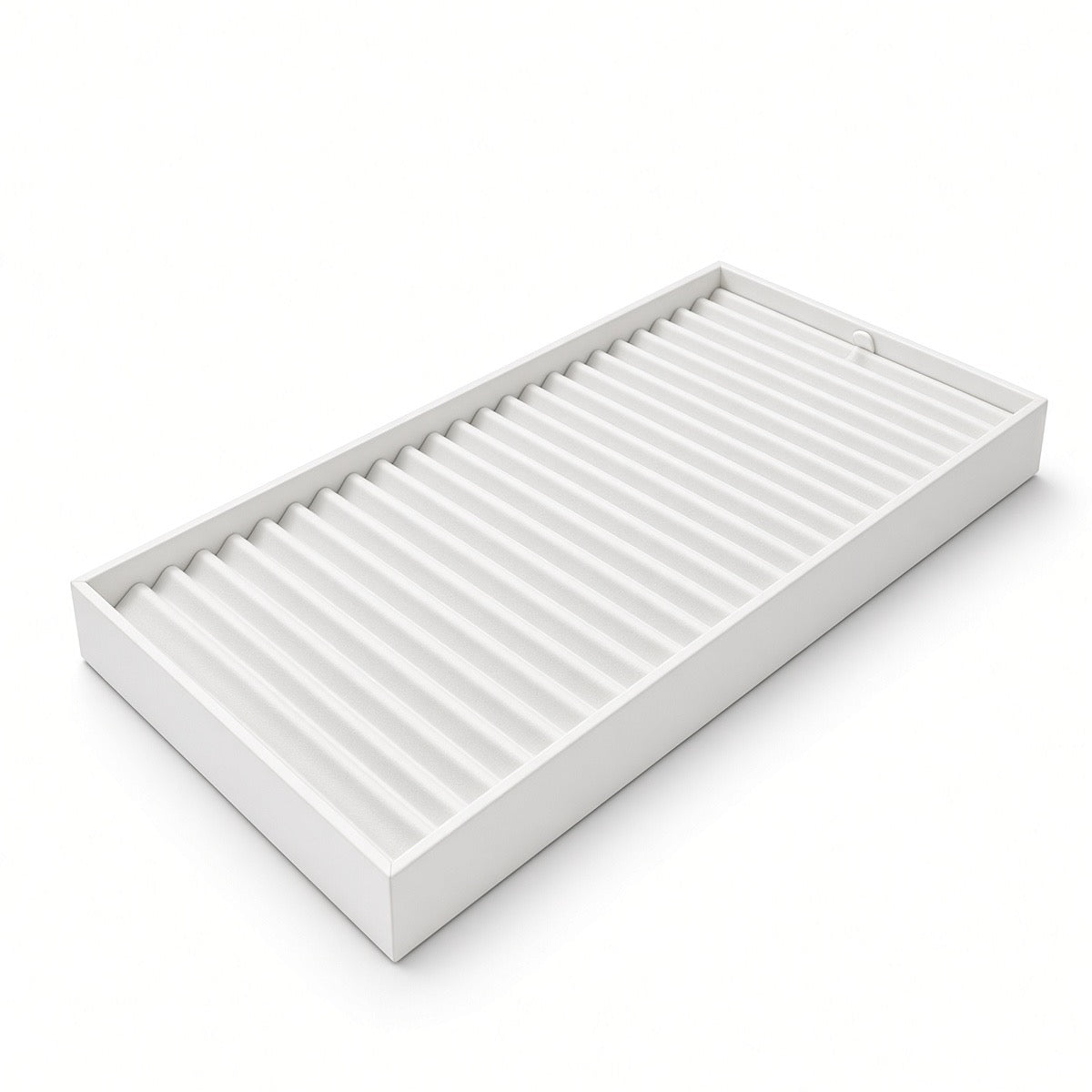 White 24-row bracelet display tray angled view