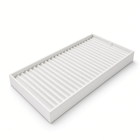 White 24-row bracelet display tray angled view