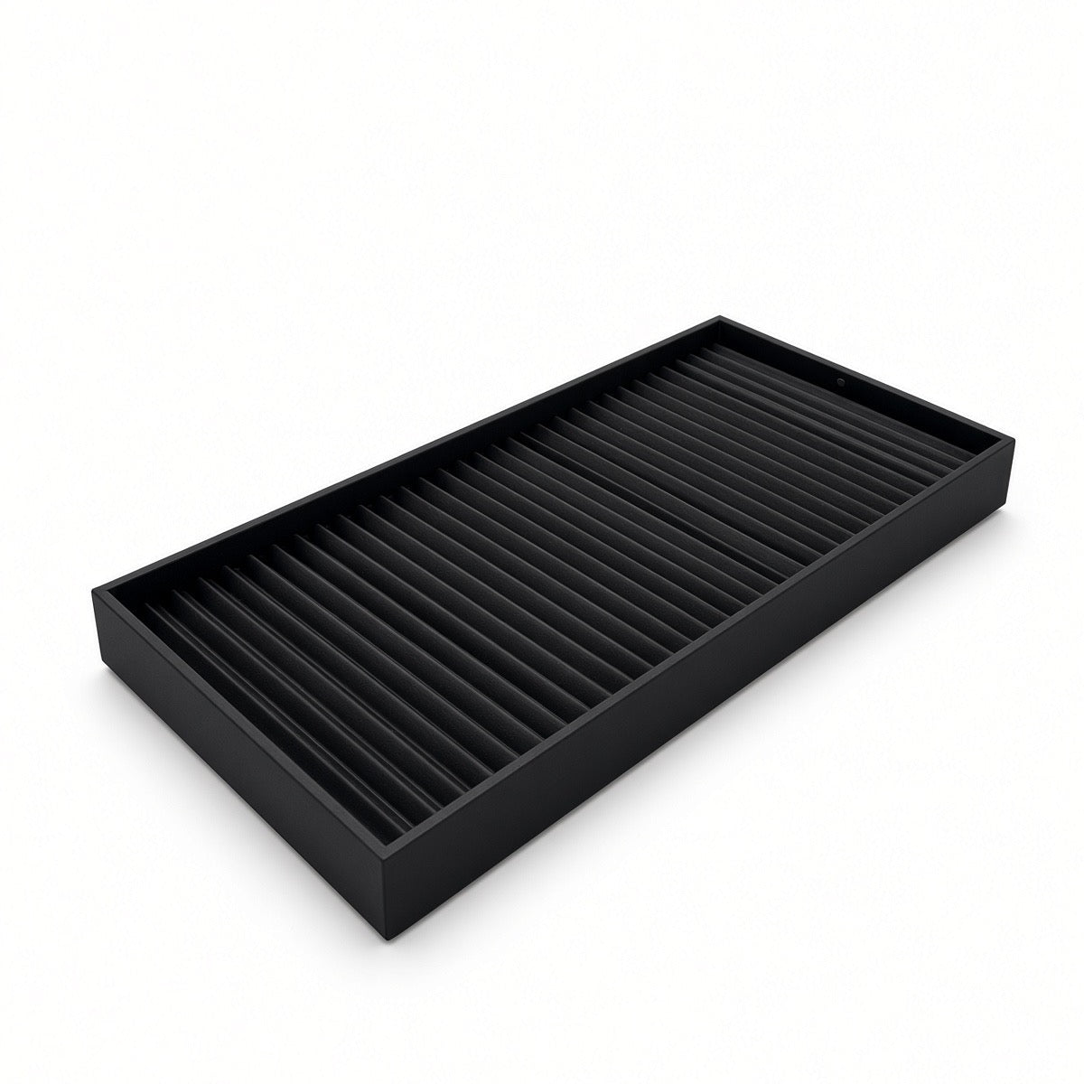 Black 32-row bracelet display tray angled view