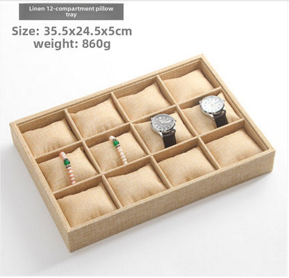 Ice Flower Velvet Small Pillow Plate 12-grid Stall Bracelet Bracelet String Storage Box Stall Props Jewelry Watch Display Plate