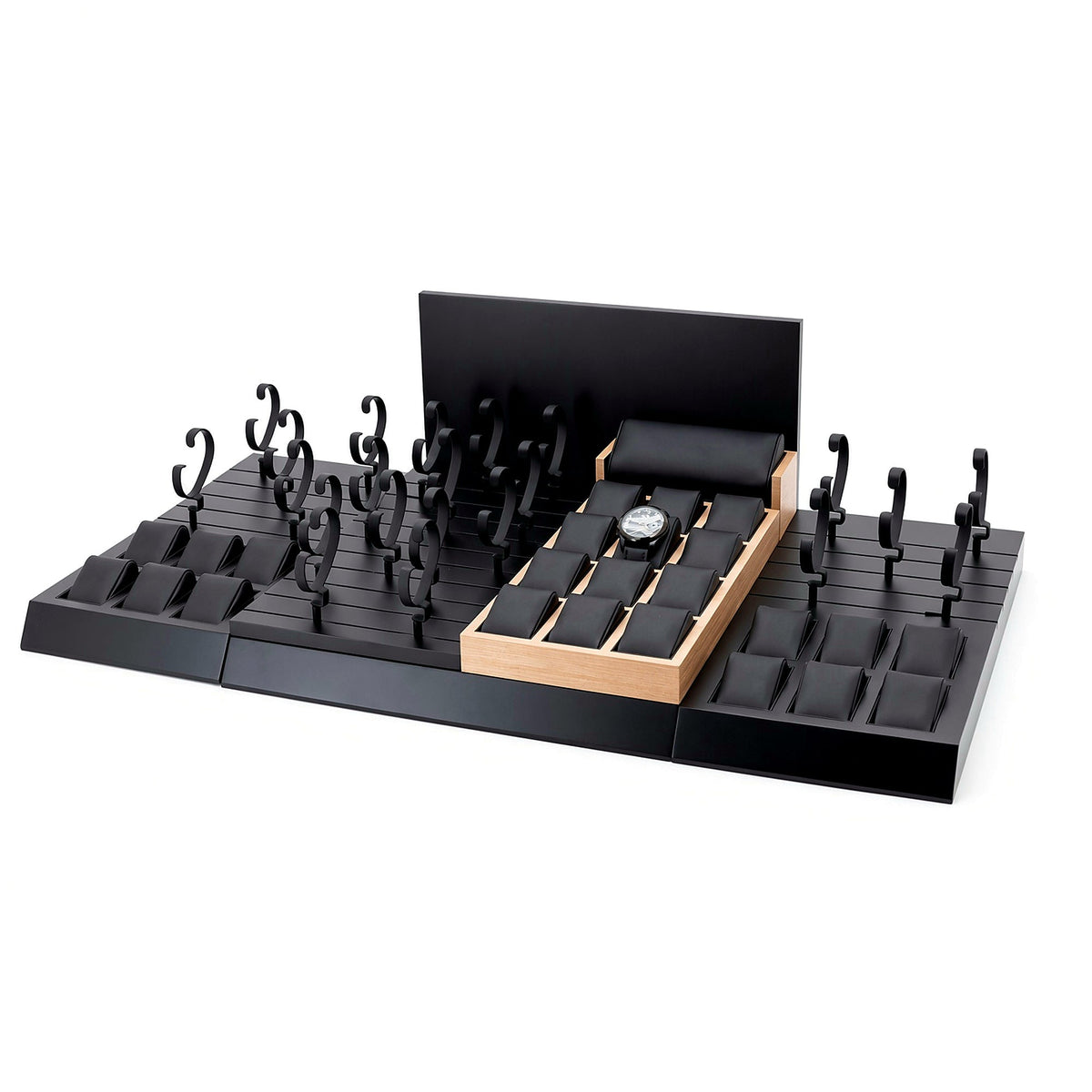 watch display - Custom Black Gold Watch Display Tray System CWD011 side view