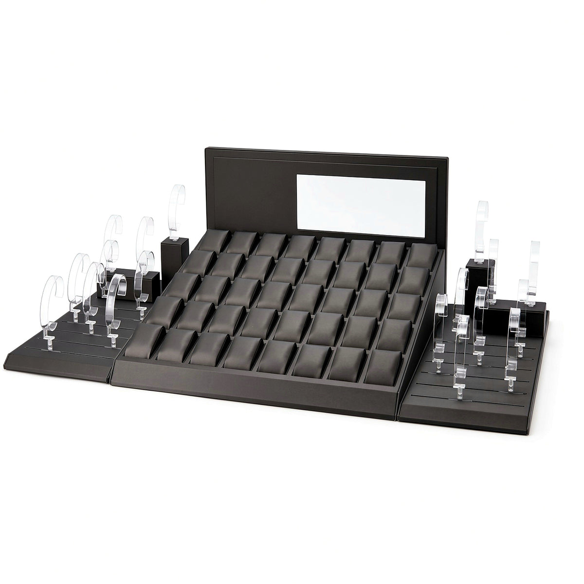 watch display - Custom Black Multi-Slot Watch Tray Collection CWD018 side view