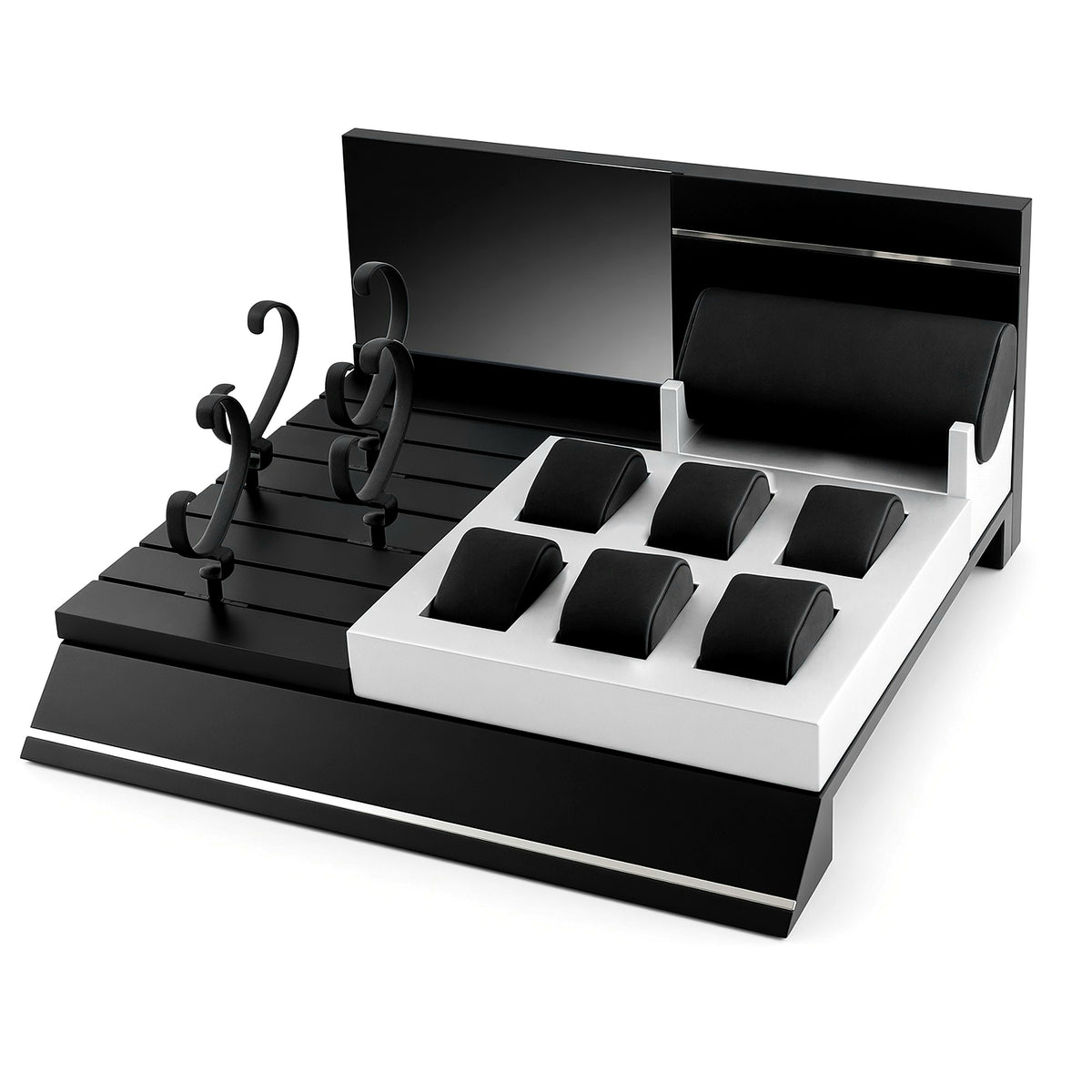 watch display - Custom Black White Modular Watch Counter Display Set CWD031 side view