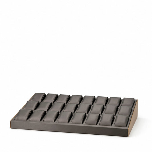 watch display - Custom Charcoal 24-Slot Watch Display Tray CWD032 front view