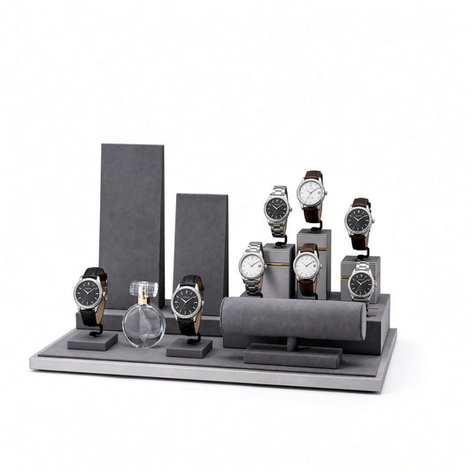 watch display - Custom Charcoal Multi-Level Watch Display Set CWD001 open view