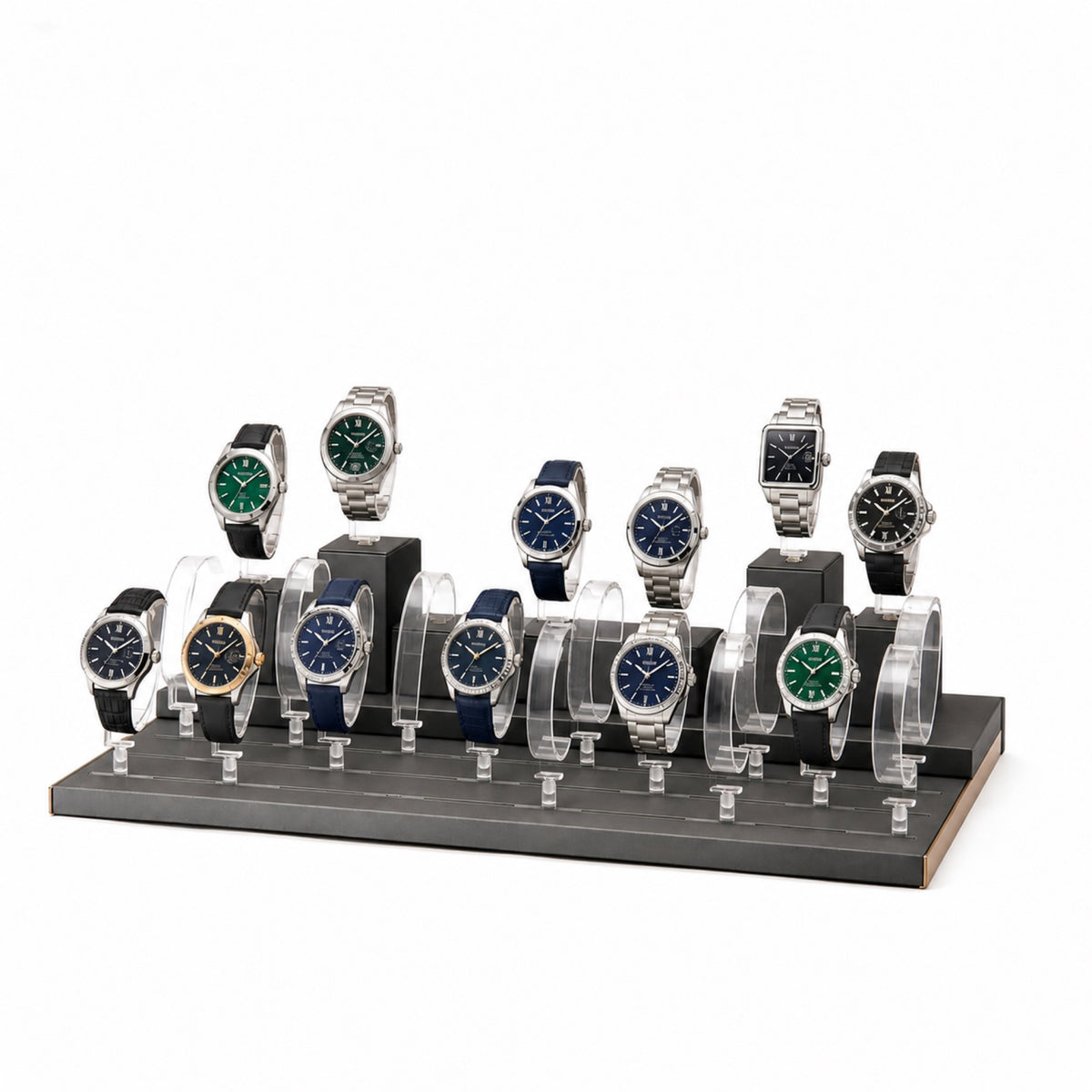 watch display - Custom Clear Multi-Row Watch Display Tray CWD004 open view