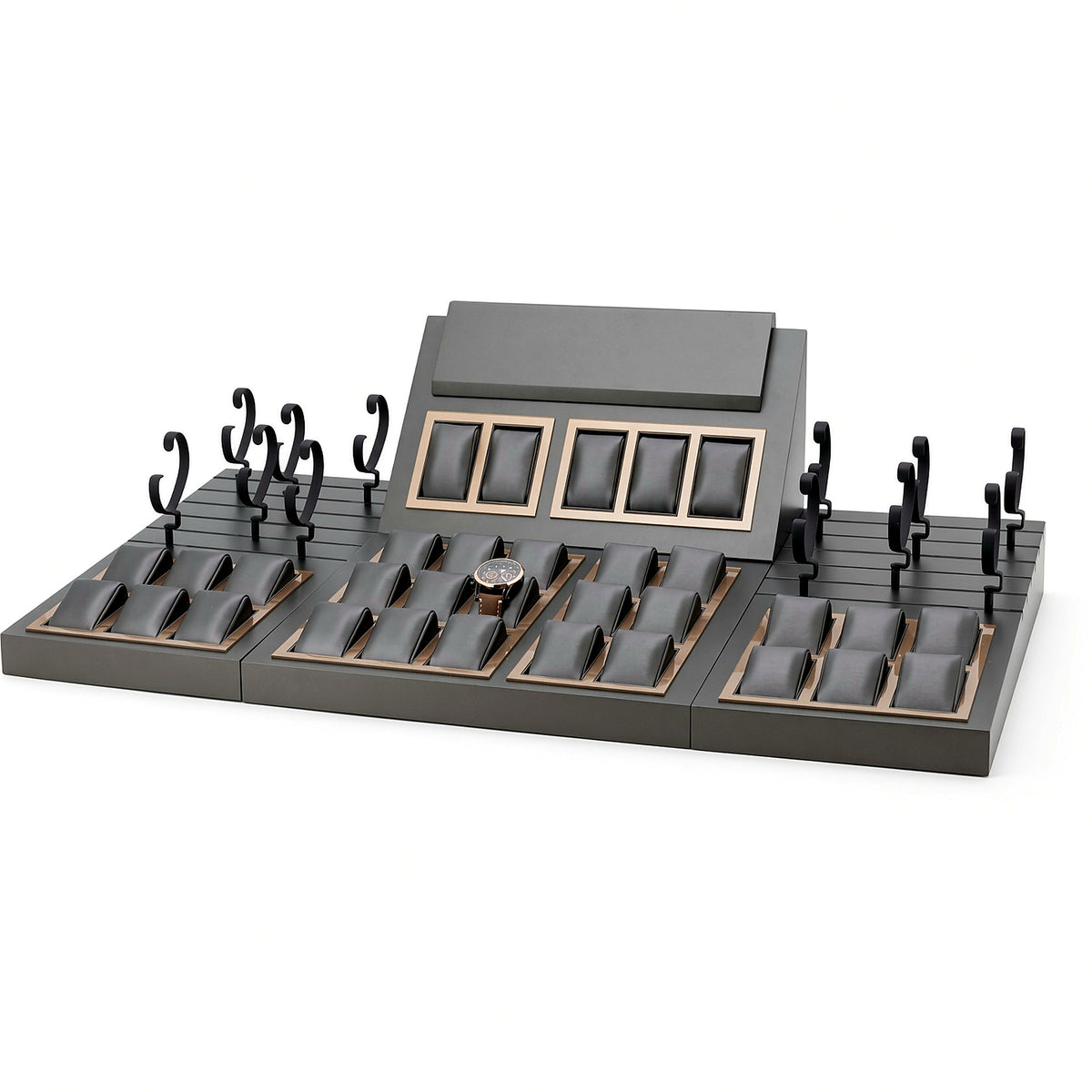 watch display - Custom Gray Modular Watch Tray and Holder Set CWD022 detail view