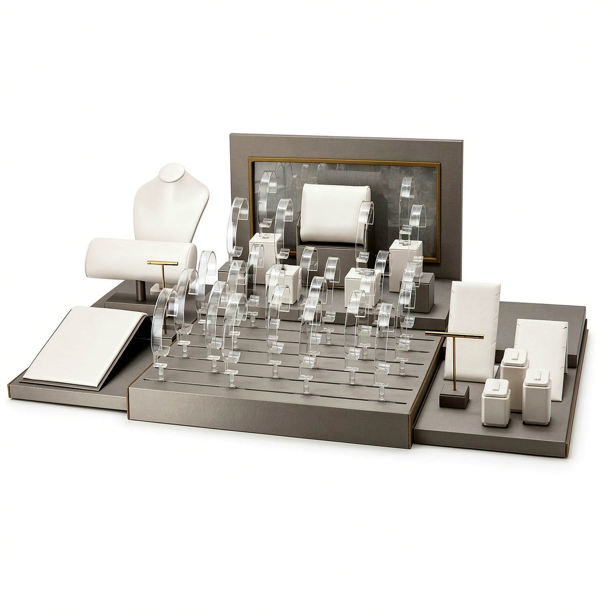 watch display - Custom Ivory Clear Watch Display Counter Set CWD015 side view