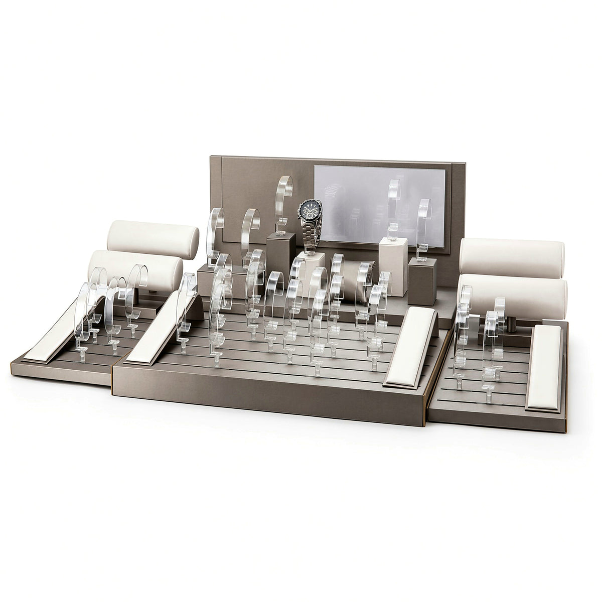 watch display - Custom Ivory Gray Watch Display Counter Set CWD019 side view