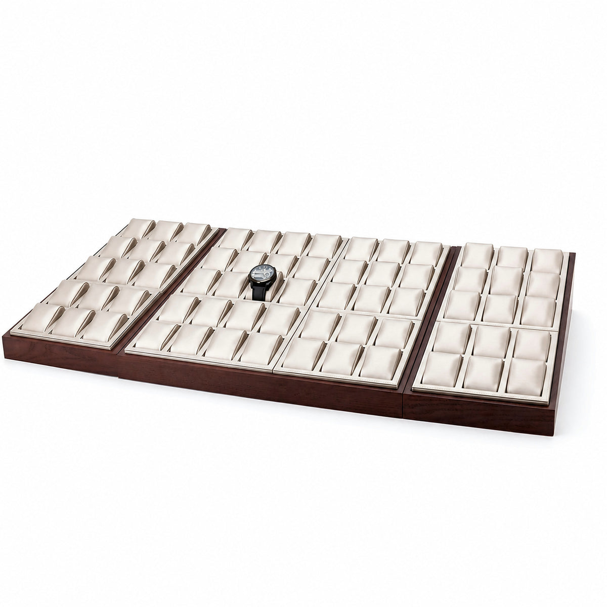 watch display - Custom Ivory Wood Grid Watch Display Tray CWD009 front view