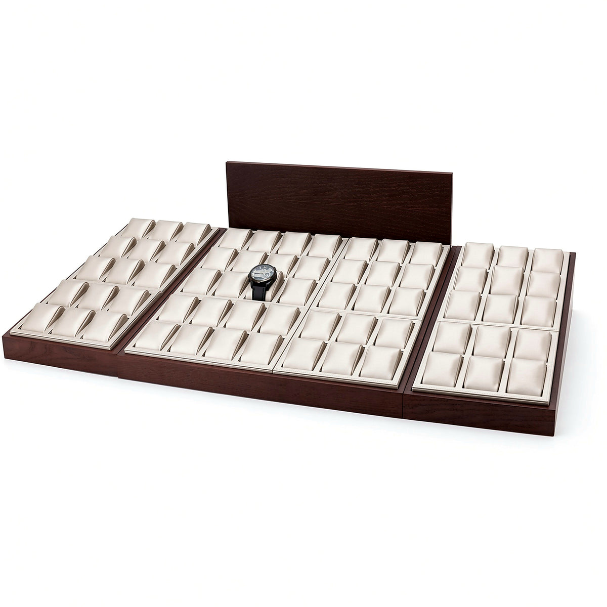watch display - Custom Ivory Wood Grid Watch Display Tray CWD009 side view