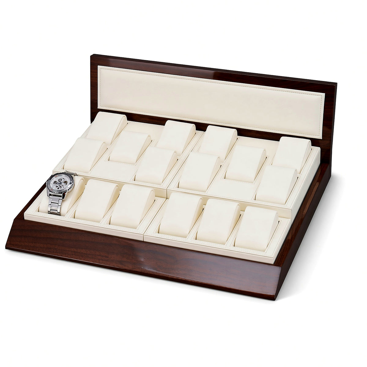 watch display - Custom Ivory Wood Watch Pillow Display Tray CWD027 side view