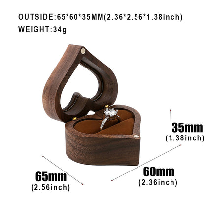 Heart Shape Wooden Single Ring Box