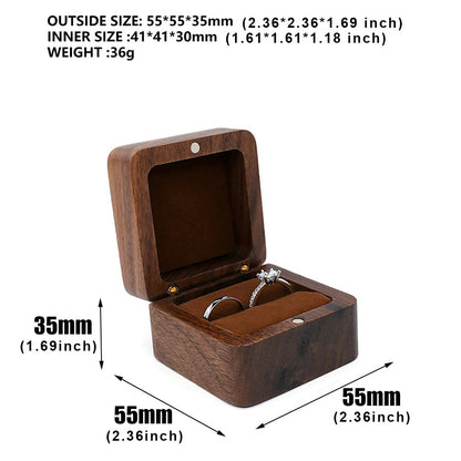 Square Wooden Single Ring Box