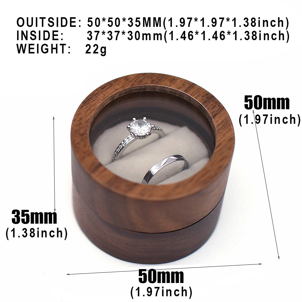 Cylindrical Wood Double Ring Box