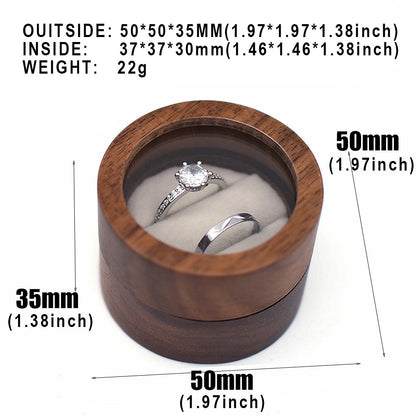 Cylindrical Wood Double Ring Box