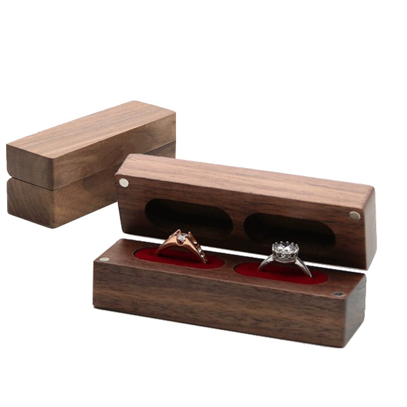 ring box - Wooden Ring Box W02DR-R side view